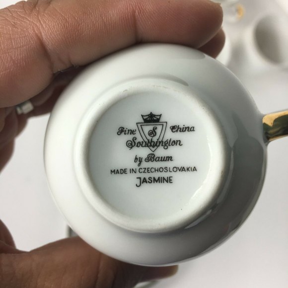 Set Of 4 Cups And Saucers Southington by Baum Fine China Jasmine in Box - Picture 6 of 8